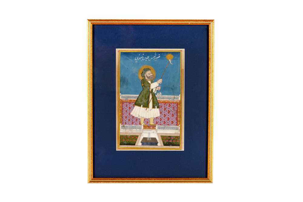 Lot 227 - A STANDING PORTRAIT OF THE SUFI MYSTIC SHAMS AL-DIN TABRIZI (1185 – 1248)