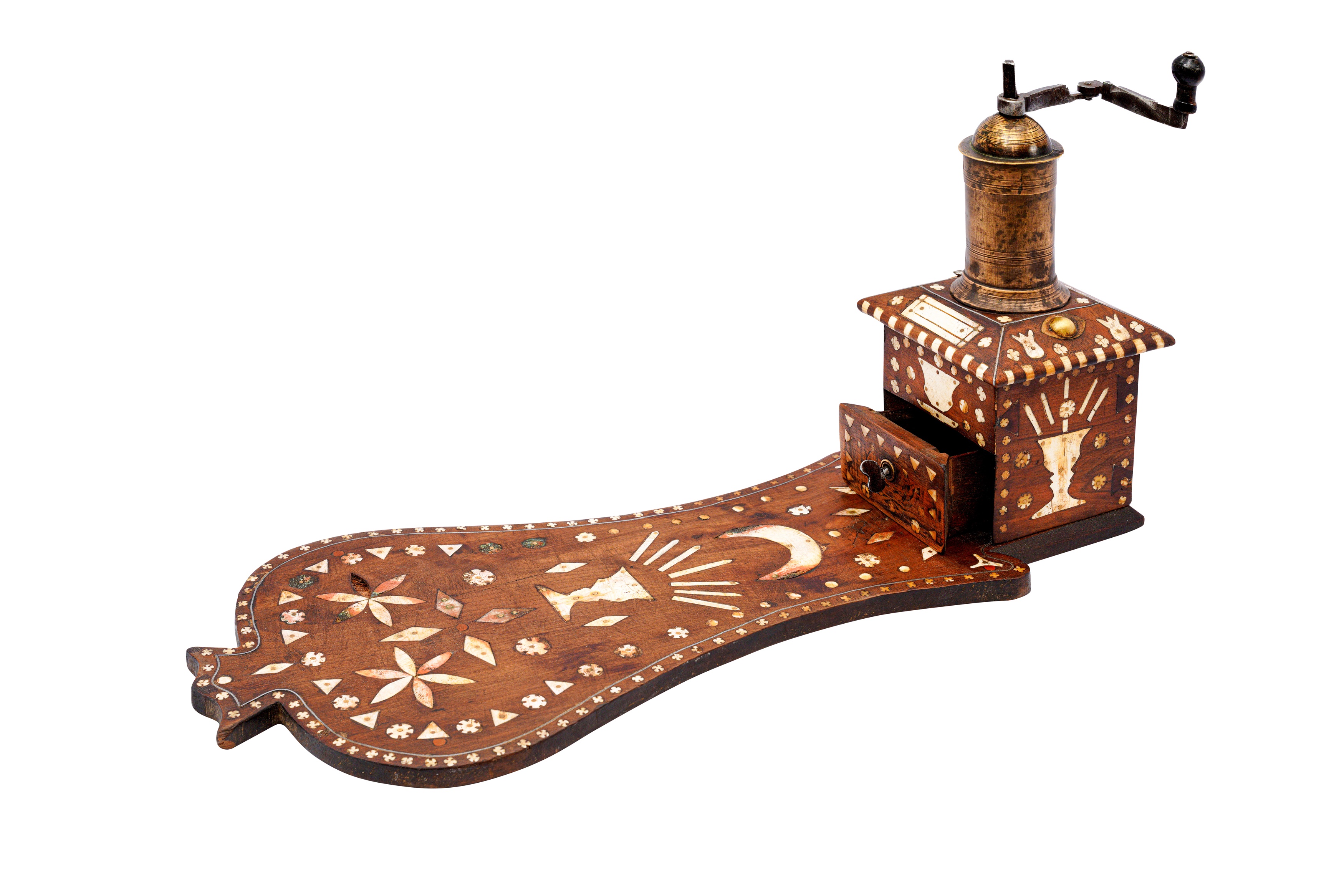 Lot 431 A CARVED HARDWOOD BONEINLAID ARABIC COFFEE