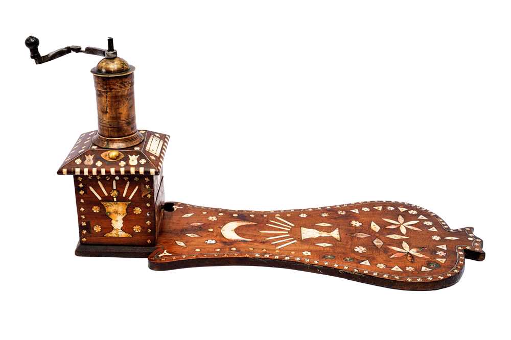 Lot 431 A CARVED HARDWOOD BONEINLAID ARABIC COFFEE