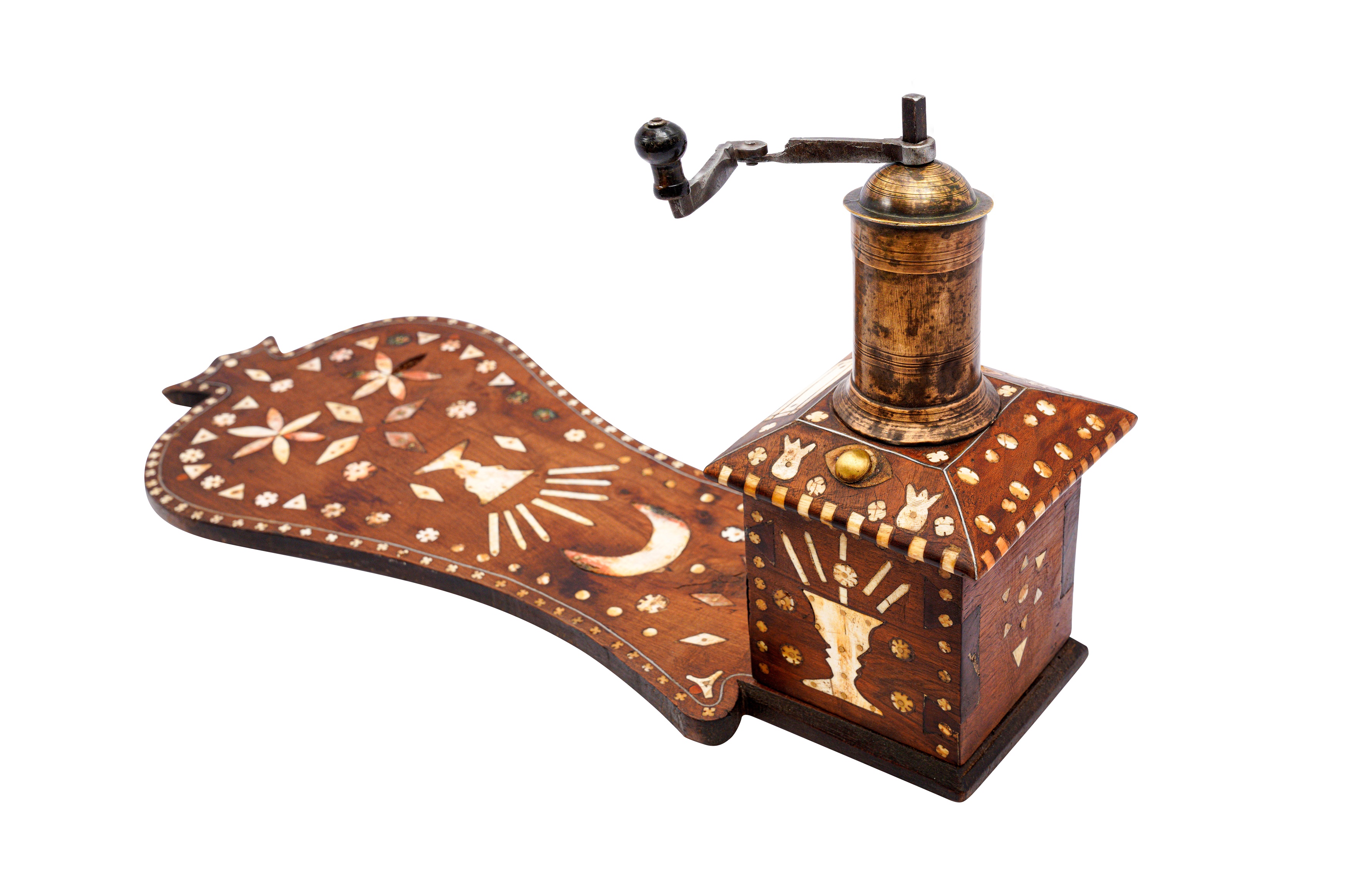 Lot 431 A CARVED HARDWOOD BONEINLAID ARABIC COFFEE