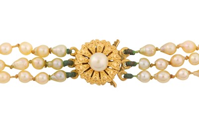 Lot 5 - A THREE-STRAND CULTURED PEARL NECKLACE