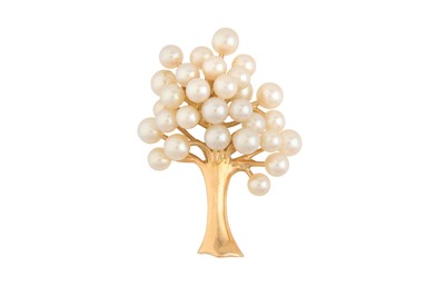 Lot 209 - A CULTURED PEARL BROOCH BY TIFFANY