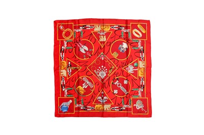 Lot 50 - Cartier Red Jewel Print Silk Scarf