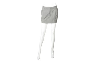 Lot 454 - Saint Laurent Monochrome Check Wool Mini Skirt - Size 38