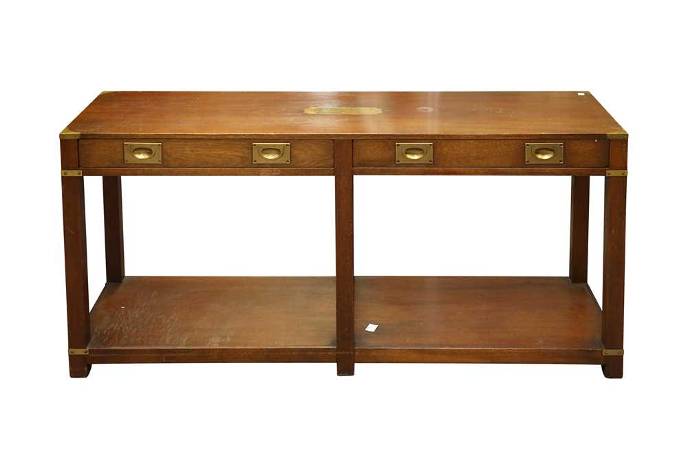 Campaign Console Table Lot 401 - A GEORGIAN STYLE CAMPAIGN CONSOLE TABLE