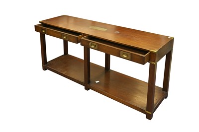 Lot 401 - A GEORGIAN STYLE CAMPAIGN CONSOLE TABLE