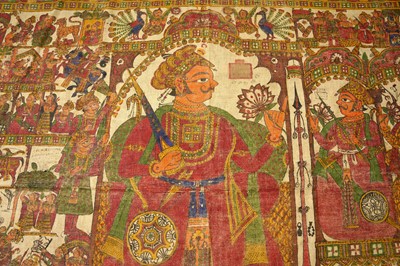 Lot 203 - A POLYCHROME-PAINTED RAJPUT COTTON BANNER