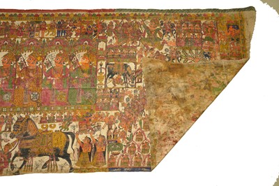 Lot 203 - A POLYCHROME-PAINTED RAJPUT COTTON BANNER