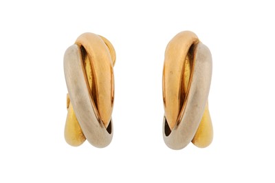 Lot 211 - A PAIR OF TRINITY HOOP EARRINGS BY CARTIER