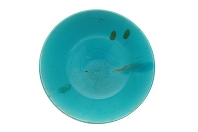 Lot 23 - A SAFAVID MONOCHROME TURQUOISE-GLAZED POTTERY BOWL