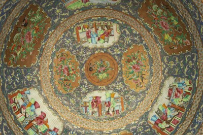 Lot 292 - A LARGE CANTON 'FAMILLE ROSE' PORCELAIN BOWL AND DISH FROM THE ZILL AL-SULTAN'S "BLUE SERVICE"