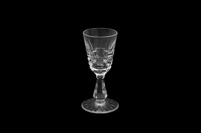 Lot 185 - A SET OF WATERFORD CRYSTAL DRINKING GLASSES IN A DEVIATION OF THE LISMORE PATTERN