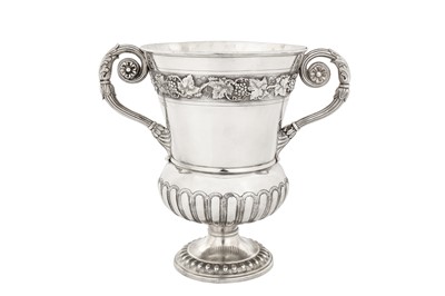 Lot 332 - An Edwardian sterling silver wine cooler, London 1913 by Tessiers