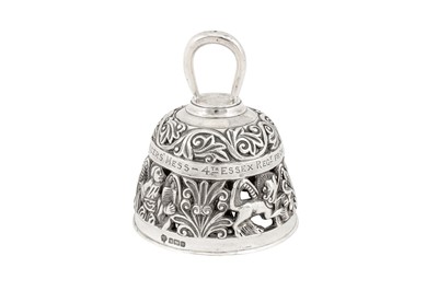 Lot 36 - A heavy Edwardian sterling silver cast table bell, Sheffield 1905 by William Hutton and Sons