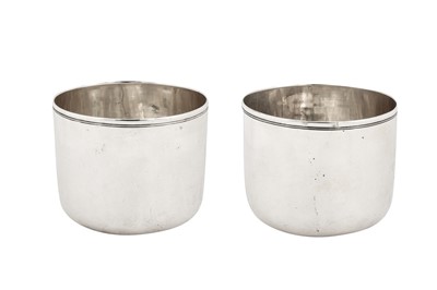Lot 442 - A pair of George III sterling silver tumblers, London 1765 by Charles Hougham