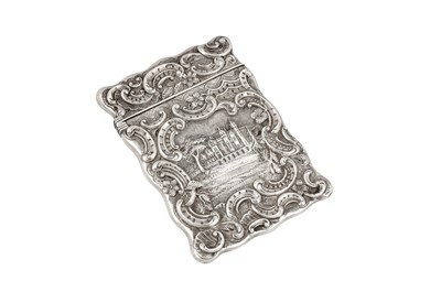 Lot 63 - A Victorian sterling silver ‘castle top’ card case, Birmingham 1841 by George Unite