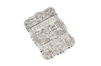 Lot 65 - A Victorian sterling silver ‘castle top’ card case, Birmingham 1840 by Nathaniel Mills