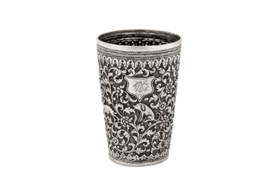 Lot 96 - A late 19th century Anglo – Indian unmarked silver beaker, Cutch dated 1881