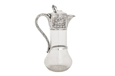 Lot 362 - A Victorian sterling silver mounted glass claret jug, London 1884 by Charles Boyton