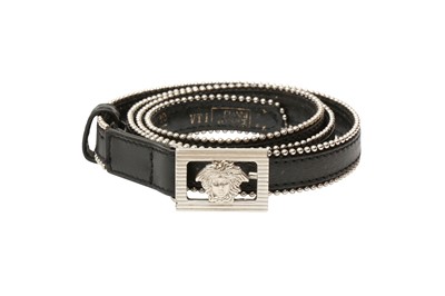 Lot 15 - Gianni Versace Black Skinny Belt - Size 80