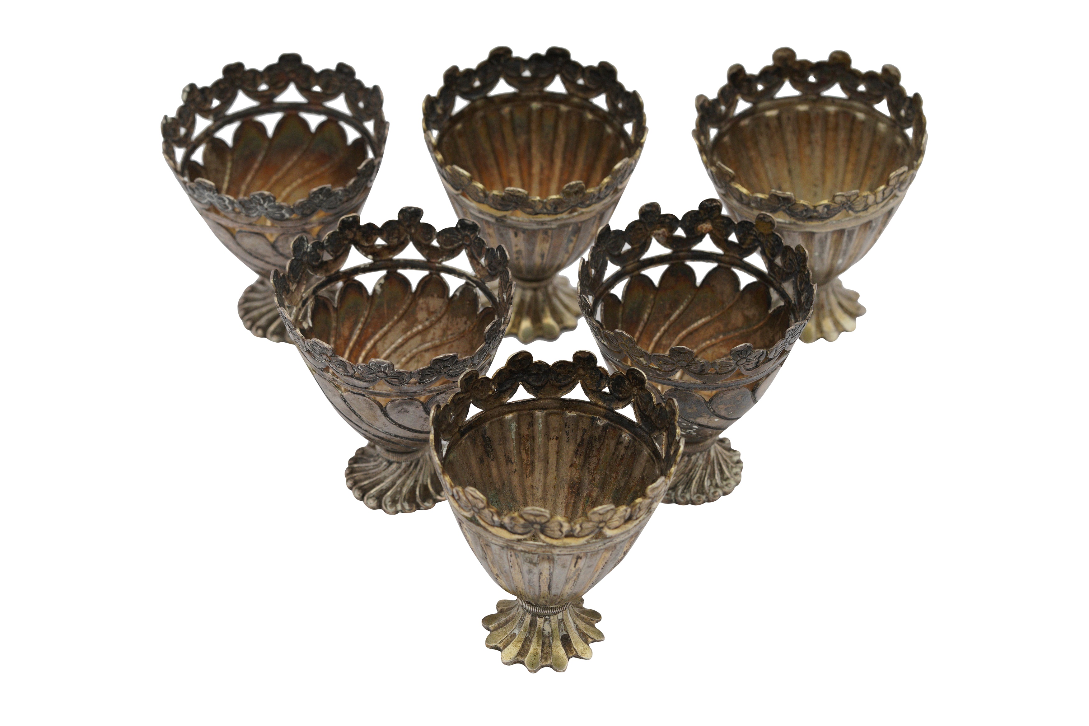 Lot 36 SIX INCISED LOWGRADE SILVER CUP HOLDERS