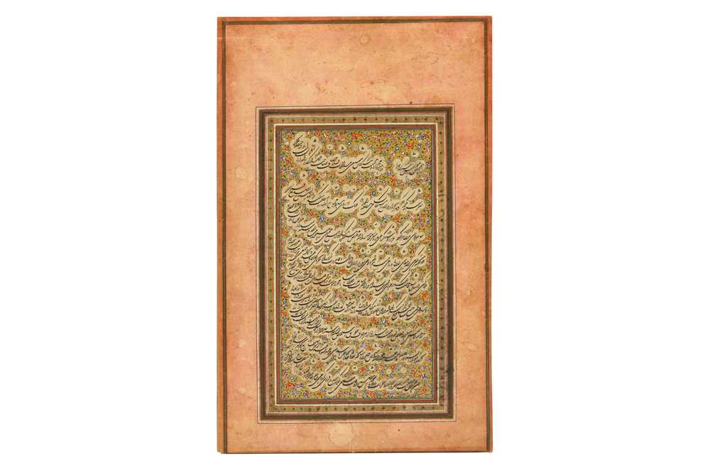 Lot 65 - A LOOSE MURAQQA' ALBUM PAGE OF SHIKASTEH NASTA'LIQ CALLIGRAPHY