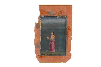 Lot 71 - A STANDING PORTRAIT OF AN INDIAN COURTLY MAIDEN