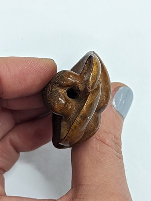 Lot 1024 - A JAPANESE WOOD MUSHROOM GROUP NETSUKE