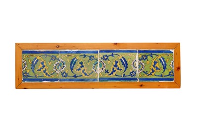 Lot 290 - TWO DECORATIVE WALL PANELS OF SAFAVID CUERDA SECA POTTERY TILES