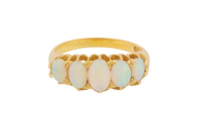 Lot 85 - A FIVE-STONE OPAL RING