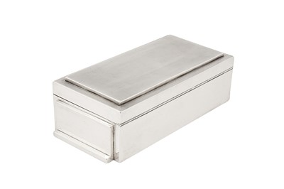 Lot 18 - A George V Art Deco sterling silver cigarette box, Sheffield 1935 by Walker and Hall