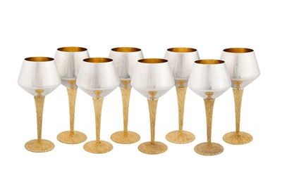 Lot 268 - A set of eight Elizabeth II modernist parcel gilt sterling silver goblets, London 1969 by Stuart Devlin (1931-2018)