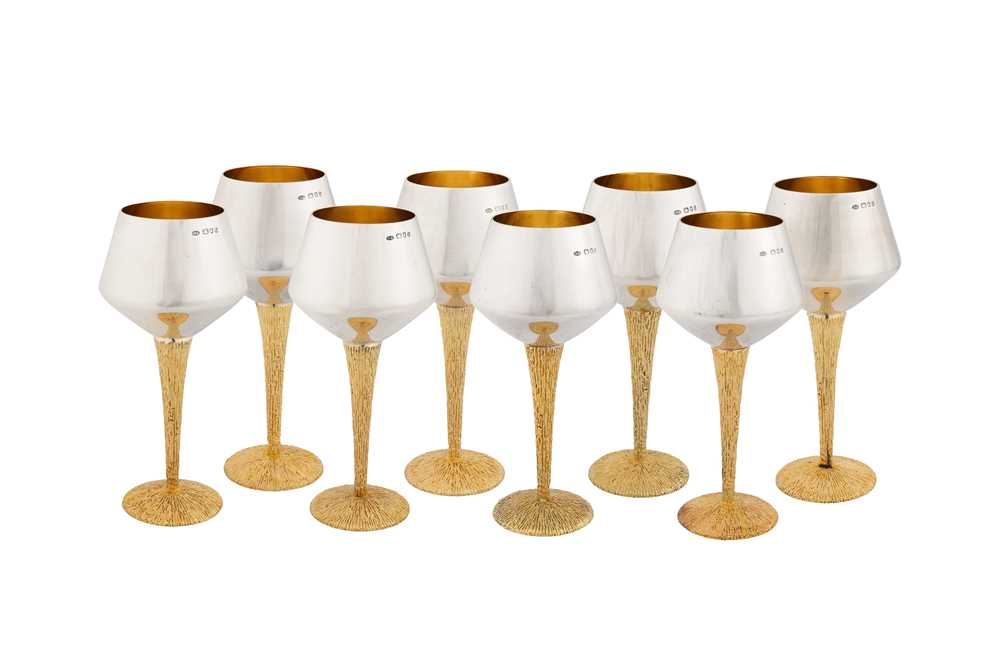 Lot 268 - A set of eight Elizabeth II modernist parcel gilt sterling silver goblets, London 1969 by Stuart Devlin (1931-2018)