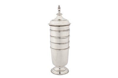 Lot 337 - A George VI sterling silver replica set or nest of stacking beakers, London 1937 by Z. Barraclough and Sons