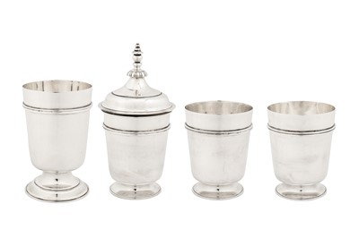 Lot 337 - A George VI sterling silver replica set or nest of stacking beakers, London 1937 by Z. Barraclough and Sons