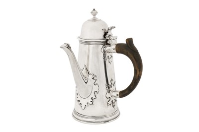 Lot 460 - A Queen Anne Britannia standard silver coffee pot, London 1703 by George Lewis (reg. 22 Dec 1699)