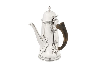Lot 460 - A Queen Anne Britannia standard silver coffee pot, London 1703 by George Lewis (reg. 22 Dec 1699)