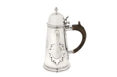 Lot 460 - A Queen Anne Britannia standard silver coffee pot, London 1703 by George Lewis (reg. 22 Dec 1699)