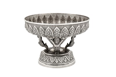 Lot 126 - A mid-20th century Cambodian unmarked silver dish on stand (Tok), circa 1960