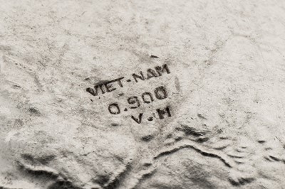 Lot 165 - A set of six mid-20th century Vietnamese silver tea cups and saucers, Hanoi circa 1960