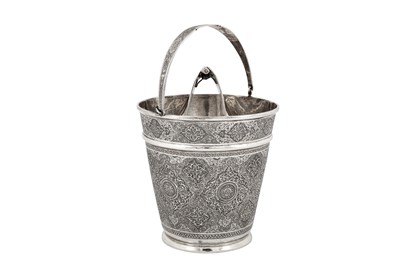 Lot 176 - A mid-20th century Persian (Iranian) silver ice bucket, Isfahan circa 1950 mark of Bagher Parvaresh (c.1910-1978, master 1928)