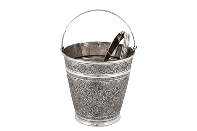 Lot 176 - A mid-20th century Persian (Iranian) silver ice bucket, Isfahan circa 1950 mark of Bagher Parvaresh (c.1910-1978, master 1928)