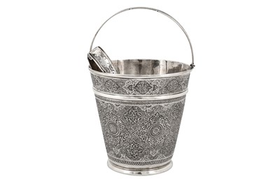 Lot 176 - A mid-20th century Persian (Iranian) silver ice bucket, Isfahan circa 1950 mark of Bagher Parvaresh (c.1910-1978, master 1928)