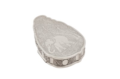 Lot 118 - An early 20th century Ceylonese (Sri Lankan) unmarked silver box, Kandy circa 1930