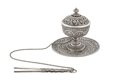 Lot 91 - An early 20th century Anglo – Indian unmarked silver censor or incense burner, Karachi circa 1920