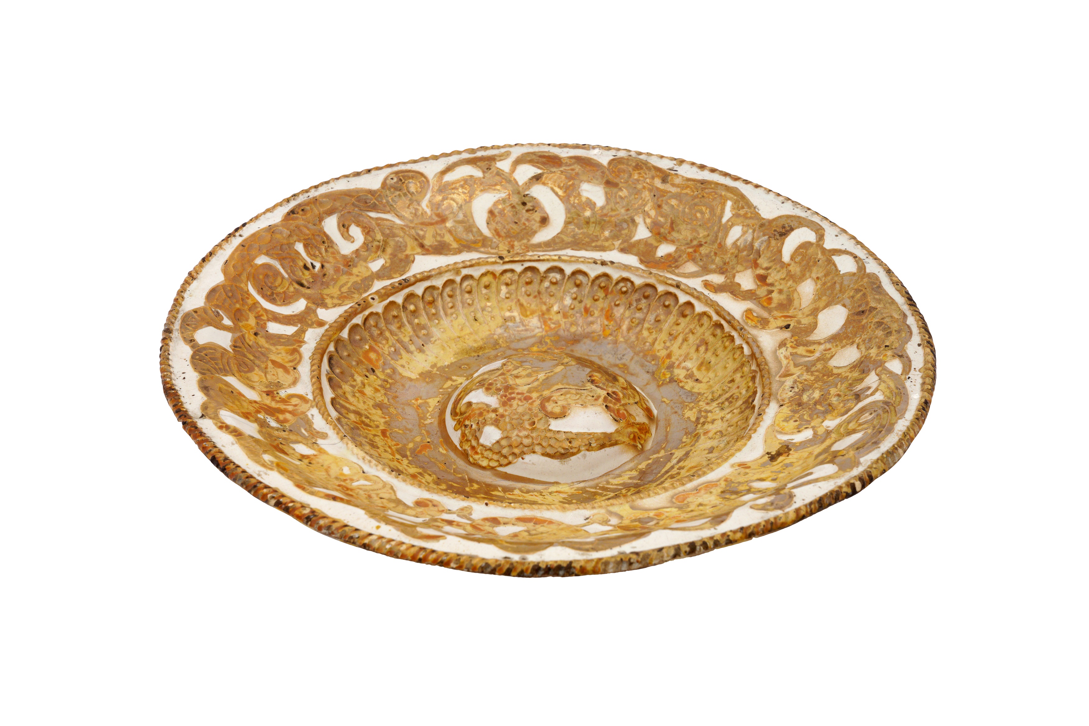 Lot 422 - A MOULDED COPPER LUSTRE-PAINTED
