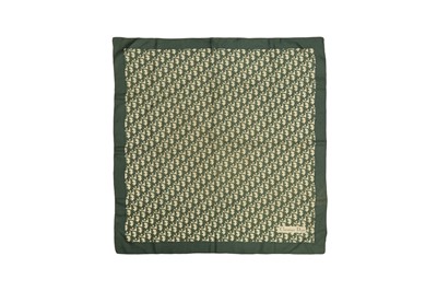 Lot 97 - Christian Dior Green Oblique Print Silk Scarf