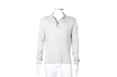 Lot 89 - Hermes Men's Grey Silk Polo Shirt - Size L