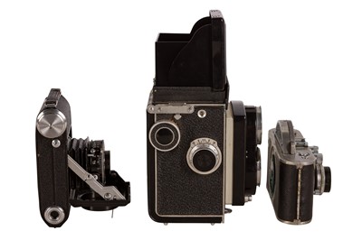 Lot 1411 - A Univex Mercury half-frame Camera, An MPP Microcord TLR, A Baldina camera.