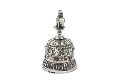 Lot 37 - An early 20th century German sterling silver table bell, Bad Kissingen by Simon Rosenau import marks for London 1904 by John George Piddington